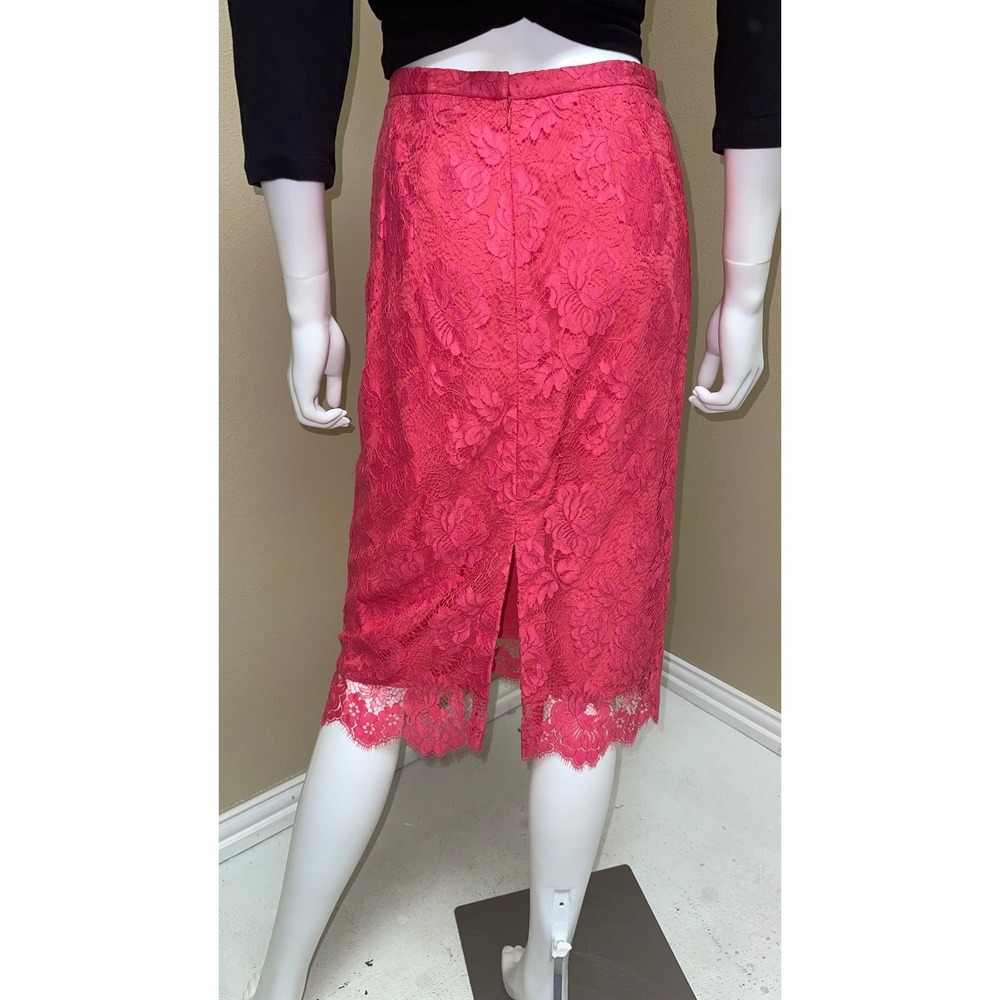 J.Crew Floral Lace Pencil Skirt Women Size 4 Rose Pink Midi Feminine Barbie EUC
